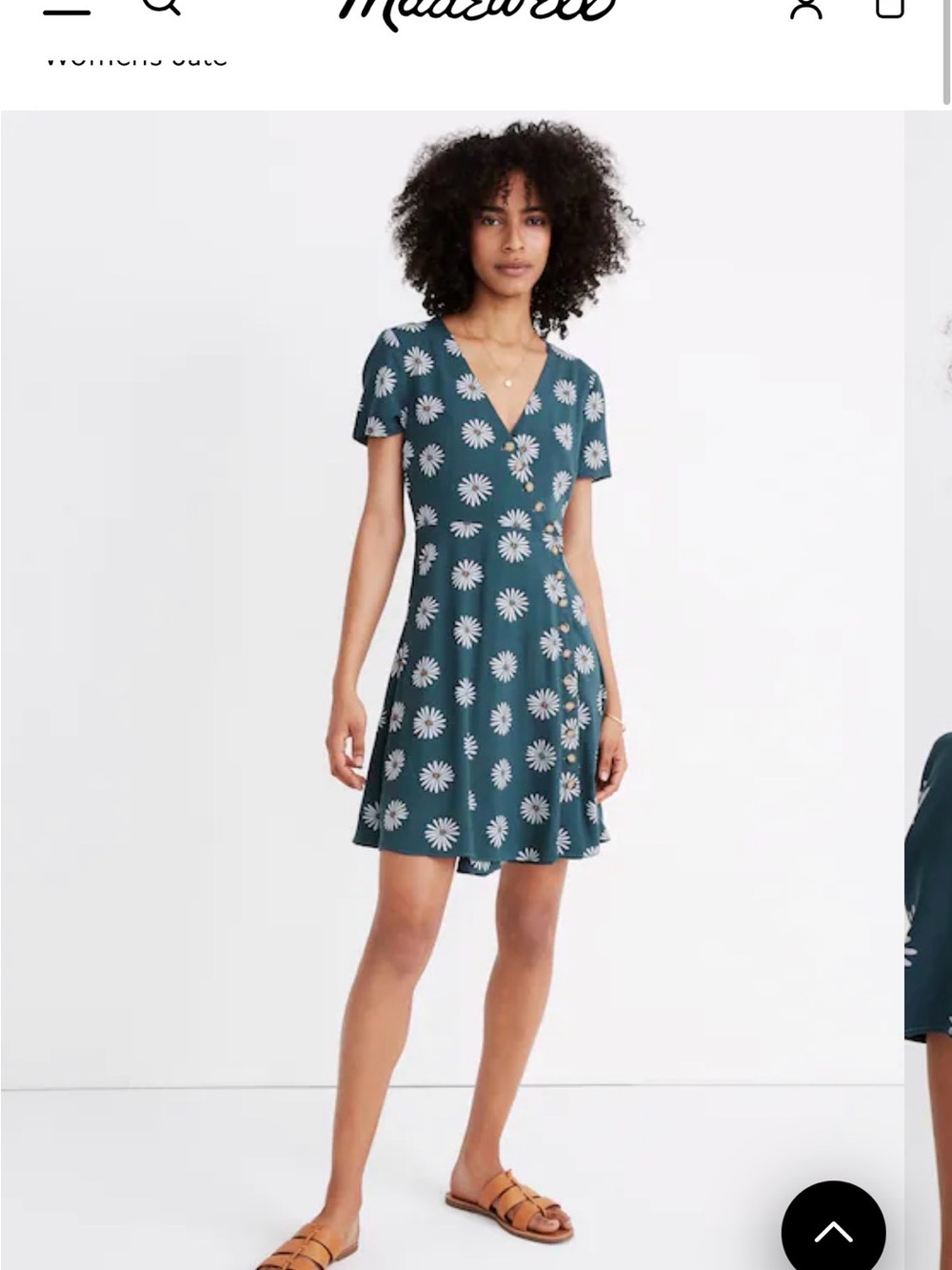 Madewell Teal Daisy Wrap-Style Mini Dress